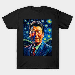 Ronald Reagan in starry night T-Shirt